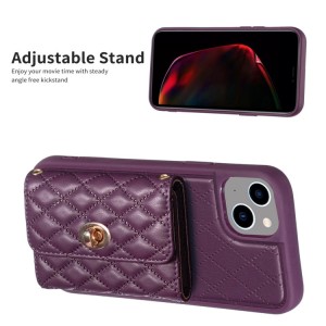 iPhone 14 Plus Rhombic Leather Case with Horizontal Wallet