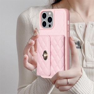 iPhone 14 Pro Rhombic Leather Case with Horizontal Wallet