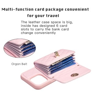 iPhone 14 Pro Rhombic Leather Case with Horizontal Wallet