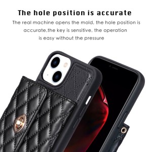 iPhone 14 Plus Rhombic Leather Case with Horizontal Wallet