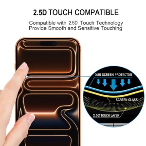 Cristal Templado Película de vidrio templado con Pegamento Completo para iPhone 17 Pro