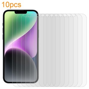 For iPhone 14 Plus 10 units of 0.26mm 9H 2.5D Medium Aluminum Tempered Glass Film