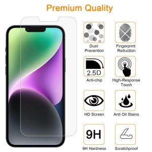 Cristal Templado de Aluminio Medio para iPhone 14 Plus 10 Unidades