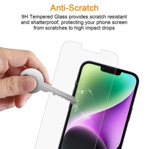 For iPhone 14 Plus 10 units of 0.26mm 9H 2.5D Medium Aluminum Tempered Glass Film