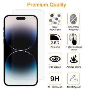 Cristal Templado de Aluminio para iPhone 14 Pro 10 Unidades